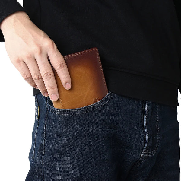 Cartera de cuero para hombre, corta, de alta calidad, de marca, estilo clásico, moderna, tarjetero para tarjetas de crédito.