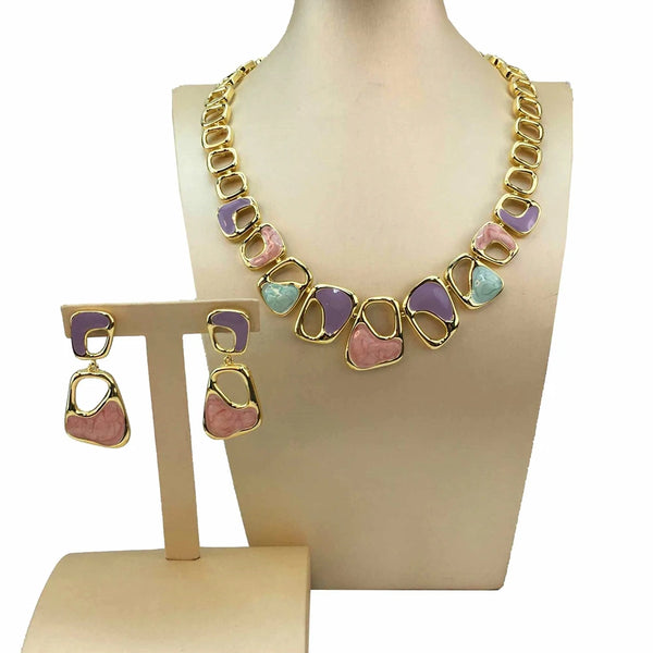 Conjuntos de joyería de Dubái más nuevos: hermosos collares con piedras de colores para mujer