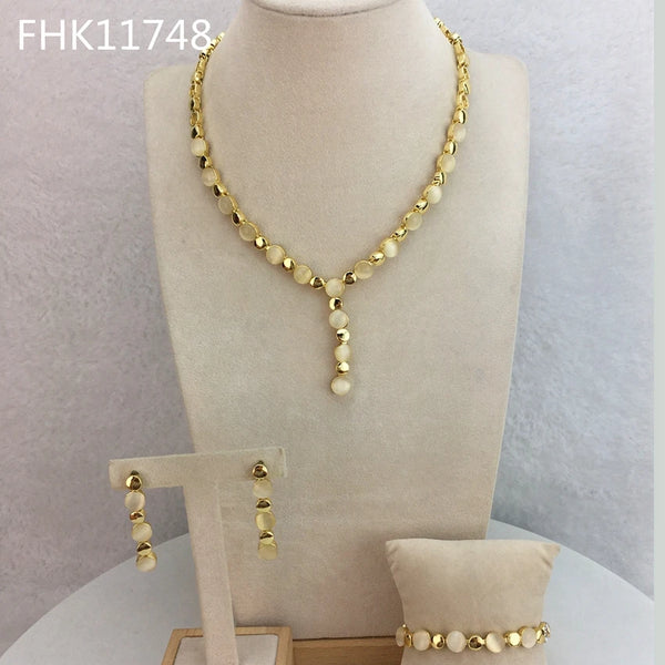 Conjuntos de joyas con piedras sencillas de joyería fina de Dubái para mujer