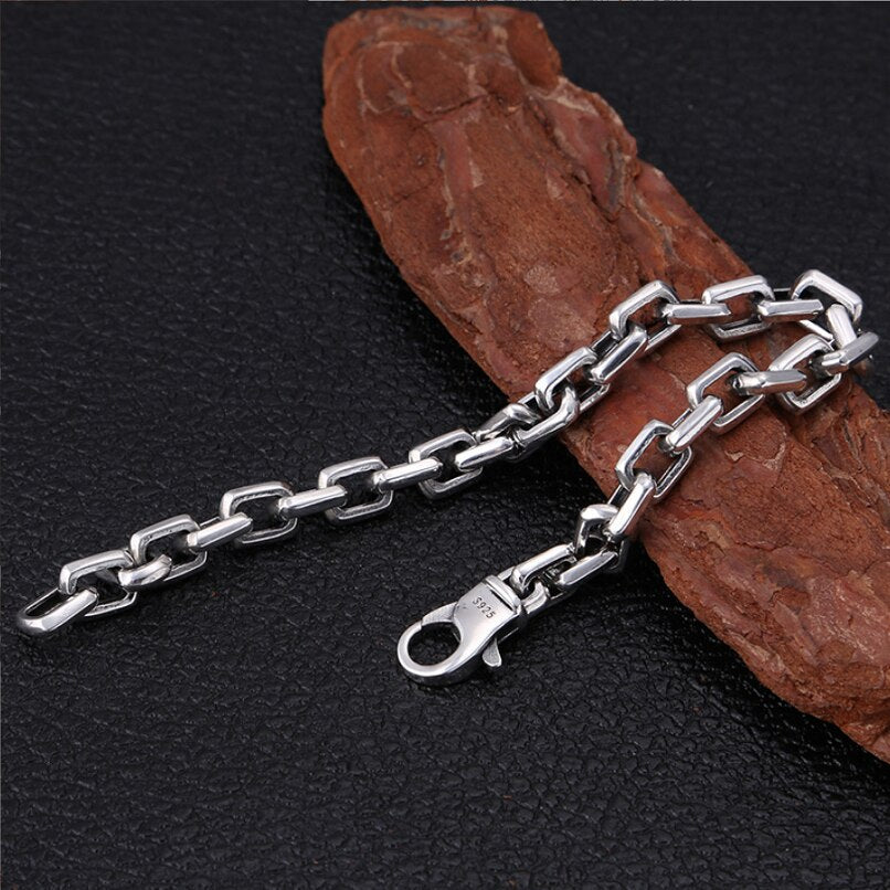 Unibabe 7mm 925 Sterling Silver Simple O Link Bracelet For Men