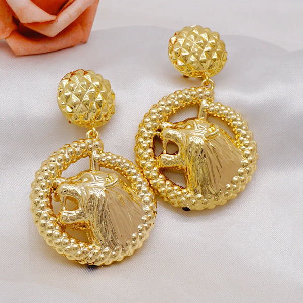 Copper Hollow Out Earring Drop Big Design Long Drop Earrings