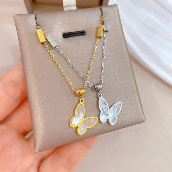 316L Stainless Steel Gold Silver Color Butterfly Pendant Necklace For Women