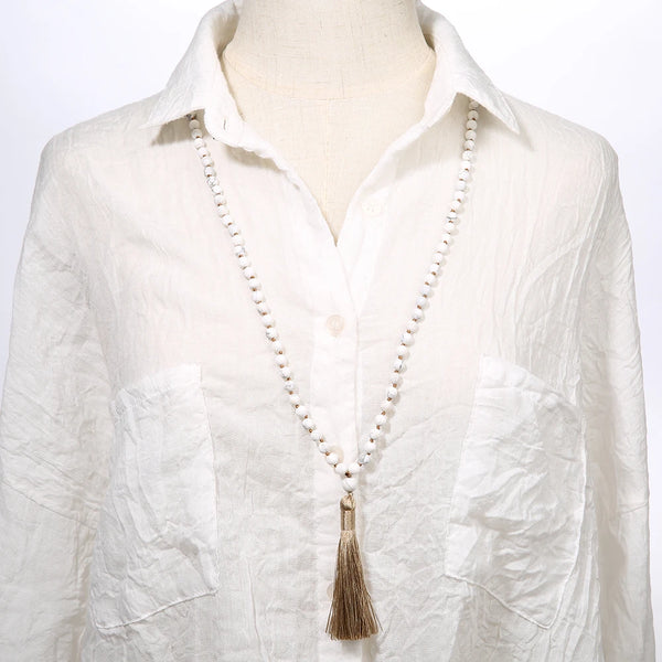 Collar de japa mala 108 anudado con cuentas de piedra natural de 6 mm, joyería con borlas para meditación, yoga y oración para mujer