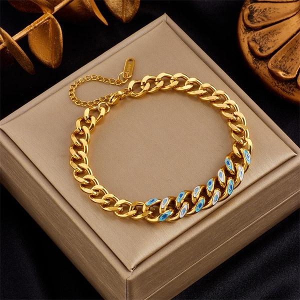 316L Stainless Steel Gold Color Coarse Chain Bracelet For Women