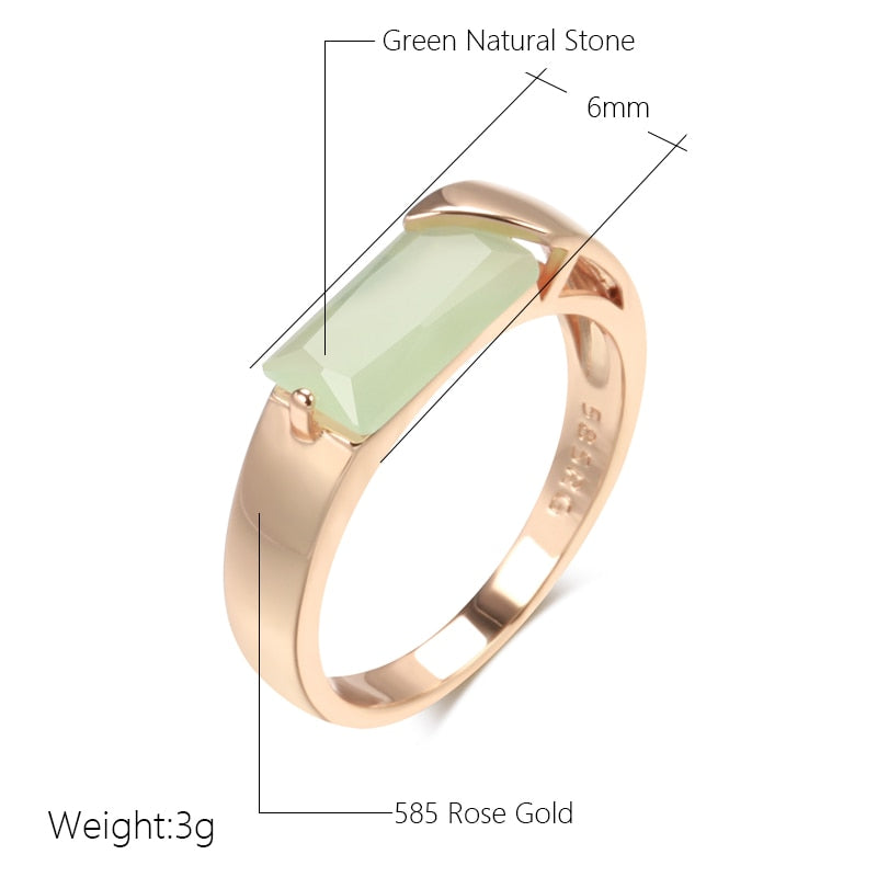 Simple Style Square Mist Green Zircon Rings for Women