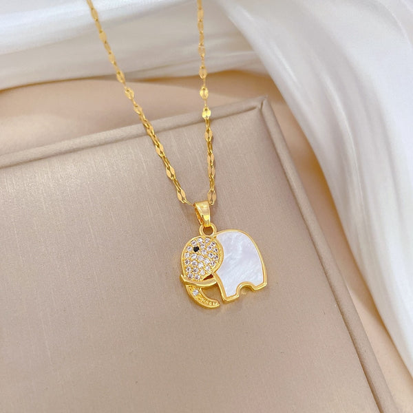 Collar con colgante de elefante creativo y lindo de acero inoxidable 316L para mujer