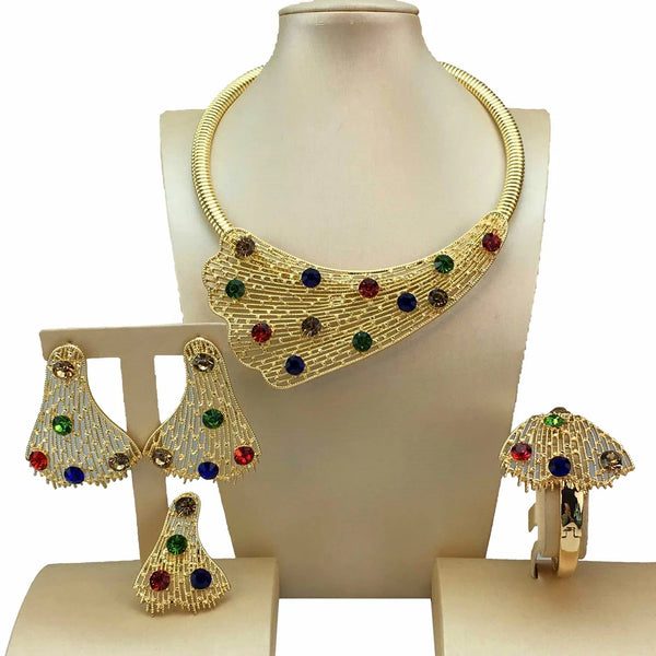 Conjuntos de joyas brasileñas más recientes, joyas grandes y únicas para mujeres, regalo de fiesta.