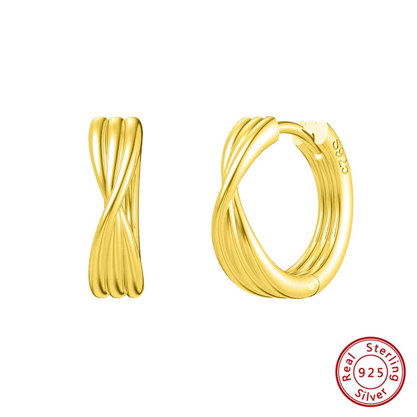 925 Sterling Silver Twisted Round Hoop Earrings