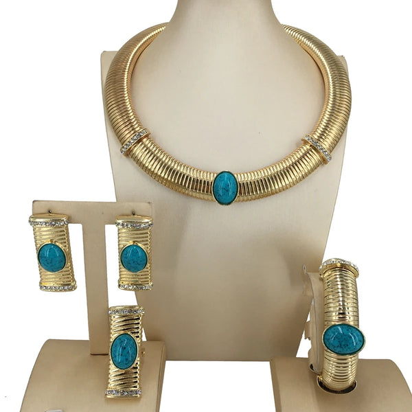 Joyería brasileña de diseño italiano de 24 quilates con baño de oro de Dubái, elegante joyería para mujer.