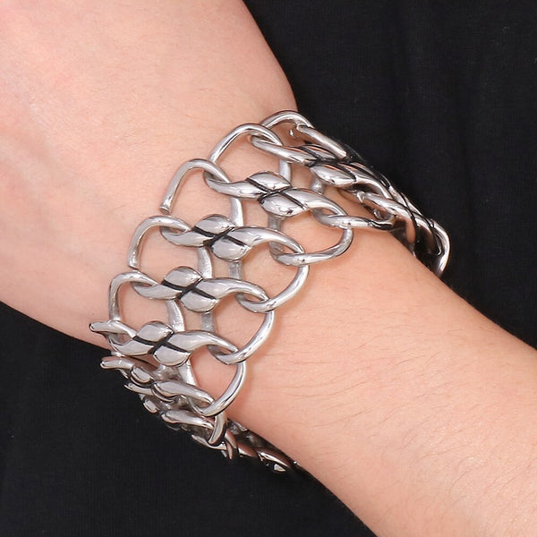 Pulsera de cadena de eslabones torcidos de acero inoxidable 316L de 42 mm de ancho para hombre