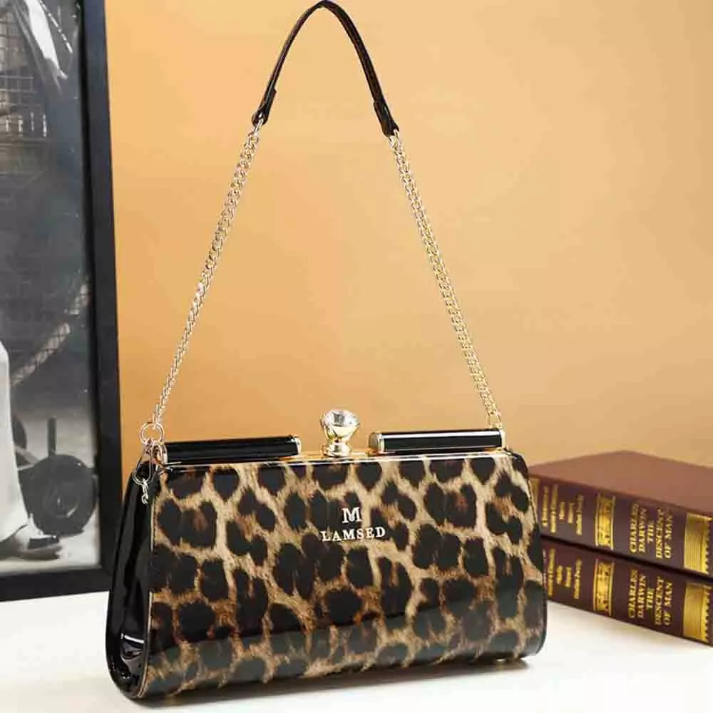 Top Quality Frame Bag for Women Luxury Patent Leather Ladies Clip Clutch Dinner