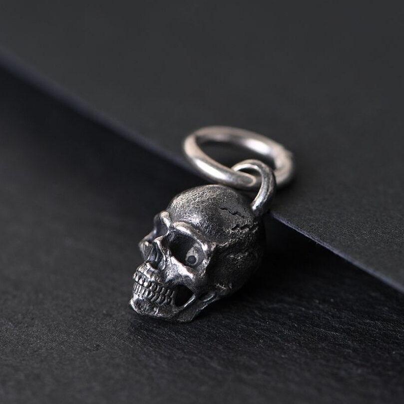 Unibabe Real Silver Vintage Design 3D Skull Pendant Men Women
