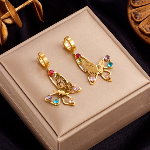 316L Stainless Steel Cutout Butterfly Earrings For Women