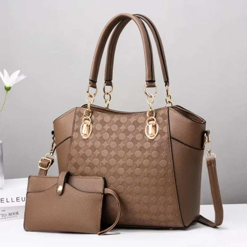 Leather Texture High Quality Tote Handbag Women's