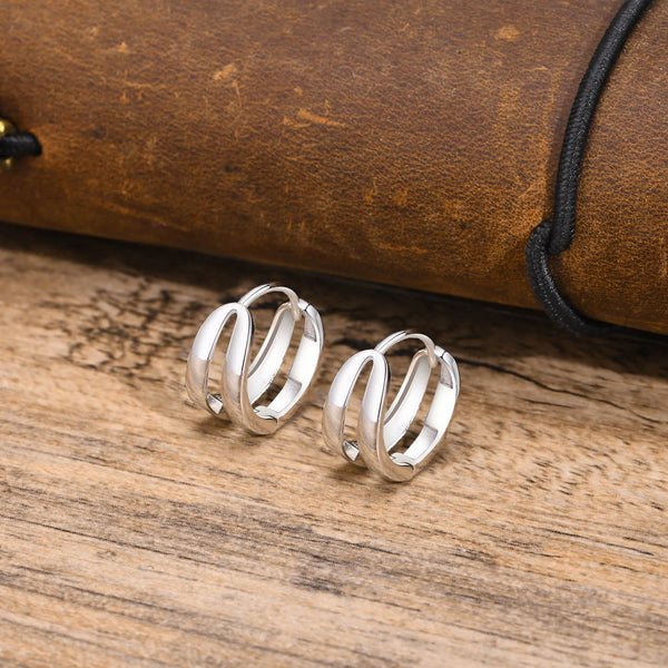 Mens Simple Hoop Huggie Earrings