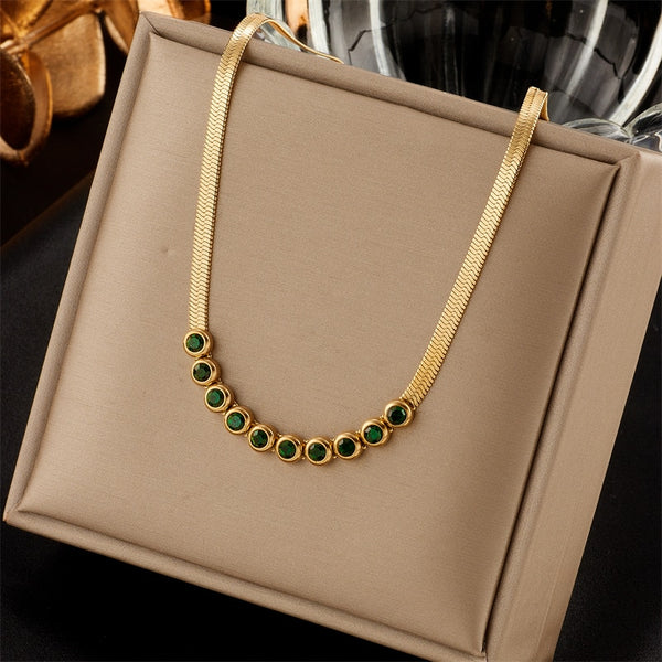 316L Stainless Steel Gold Color Zircon Necklace For Women