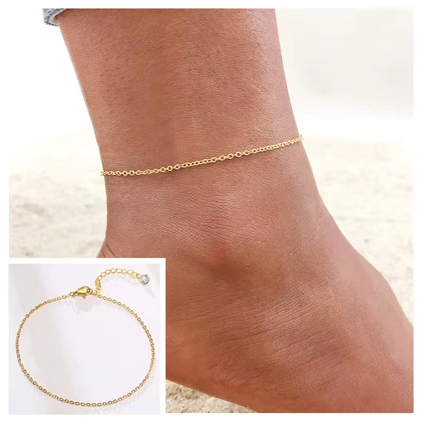 Tobillero de acero inoxidable con eslabones cubanos para mujer