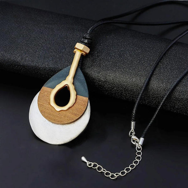 Collar vintage con cadena larga alrededor del cuello, diseño geométrico, nuevo colgante.