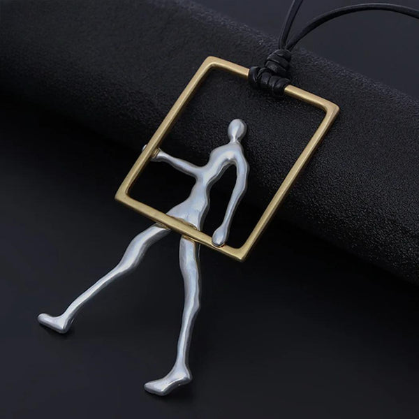 New in Vintage Gold Color Silver Color Trending Products Necklace Goth Walking Man Kpop Pendants