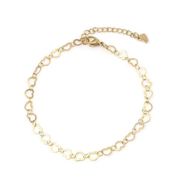 Tobillera de acero inoxidable con cadena de color dorado