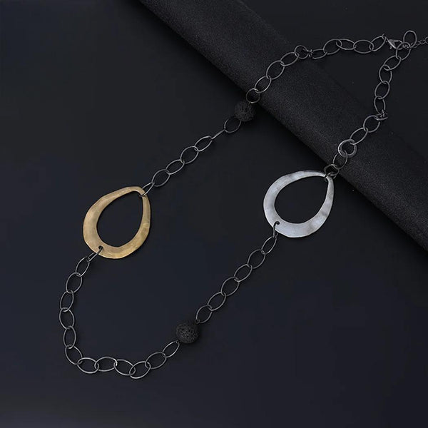 Collar vintage de cadena larga de hierro con cruz para mujer