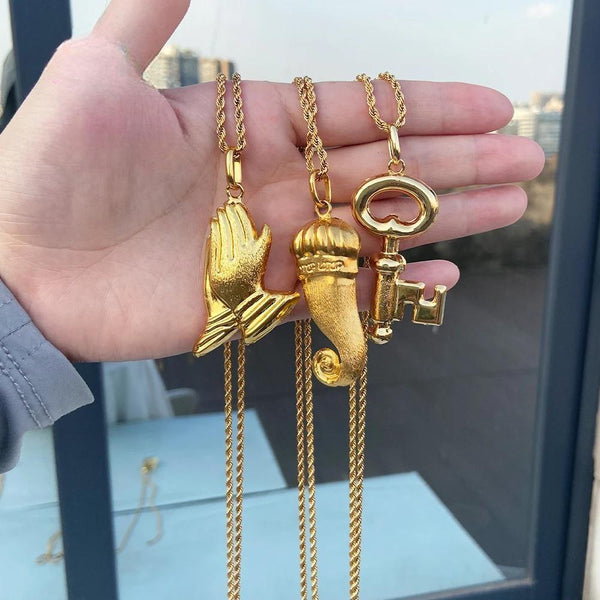 3PCS YM Gold Plated Necklace 80cm Chain Fashion