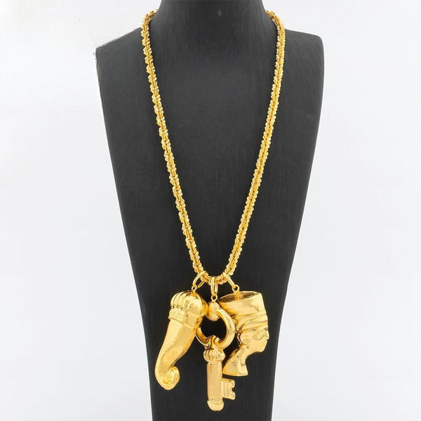 Gold Color Necklaces and Pendants For Women Copper Necklace 60CM Chain