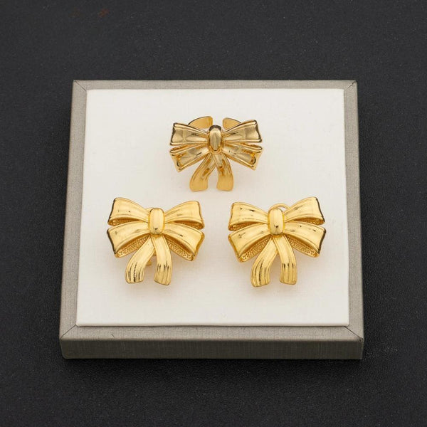 Trend Gold Color Earrings and Ring  African Jewelry Set for Women