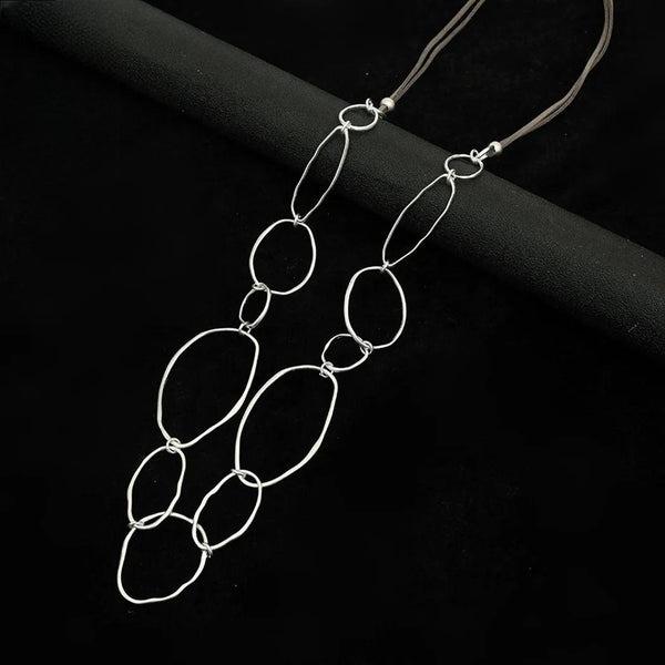 Collar largo vintage con círculos de color plata, tendencia coreana, joyería gótica, colgantes.