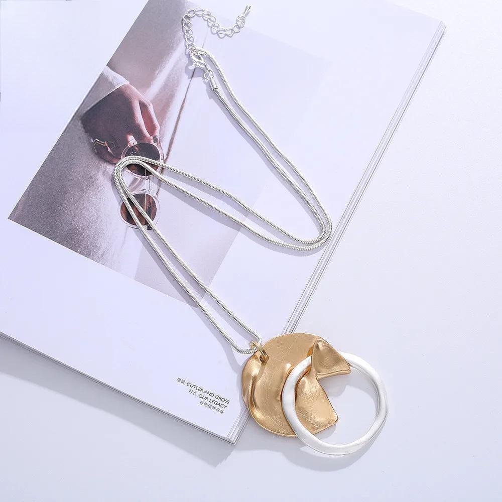Long Chains New in Necklace Vintage Geometric Circle Suspension Pendants