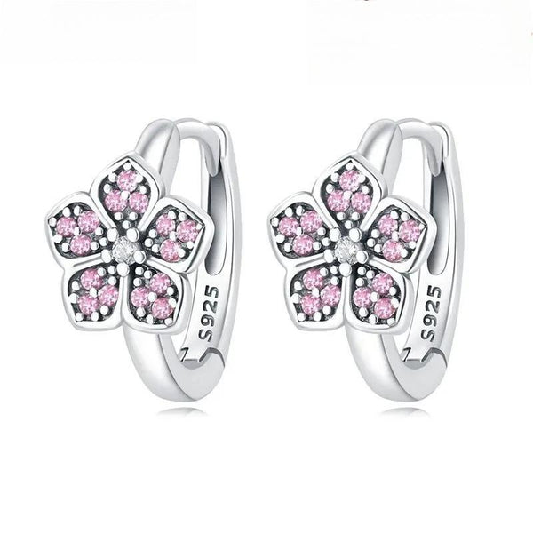 Hot Sale 100% Real 925 Sterling Silver Inlay Zircon Flower Earring For Women
