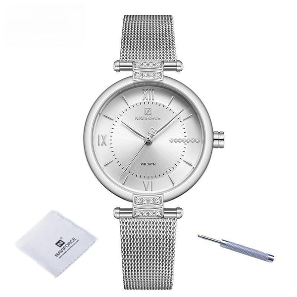 Relojes de lujo para mujer, correa de acero, resistente al agua, reloj de pulsera sencillo de cuarzo para mujer