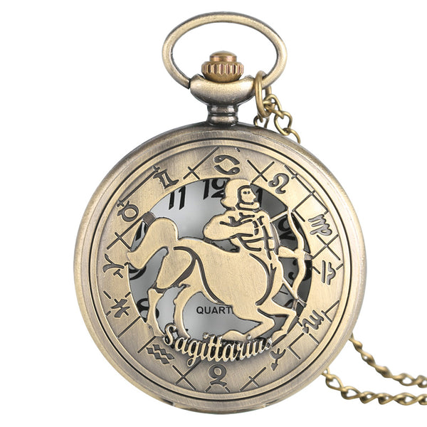 Reloj de bolsillo retro con las 12 constelaciones del zodíaco astrológico