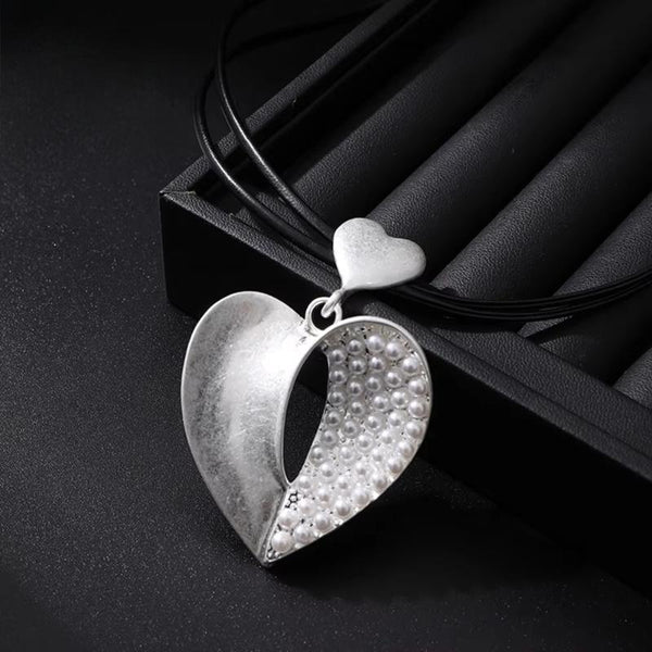Collar gótico vintage con forma de corazón, gargantilla hecha a mano, joyería para mujer