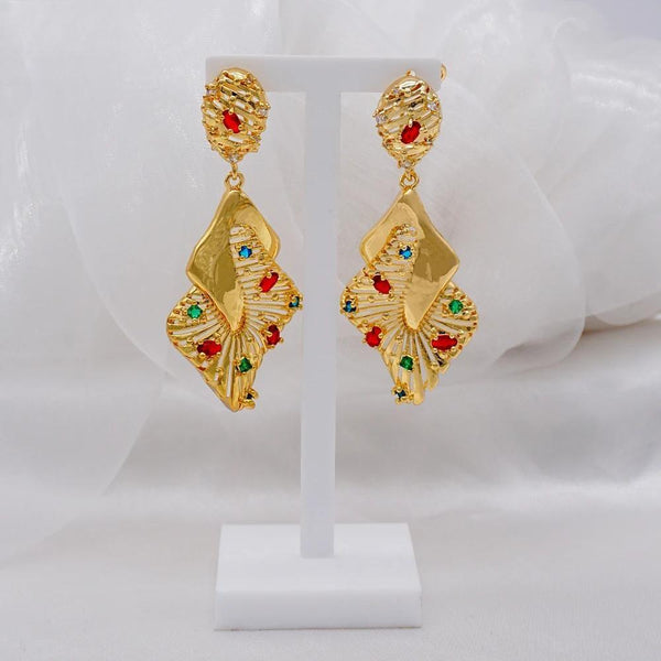 Trendy Gold Color Earrings For Women Geometric Crystal Drop Statement Earrings