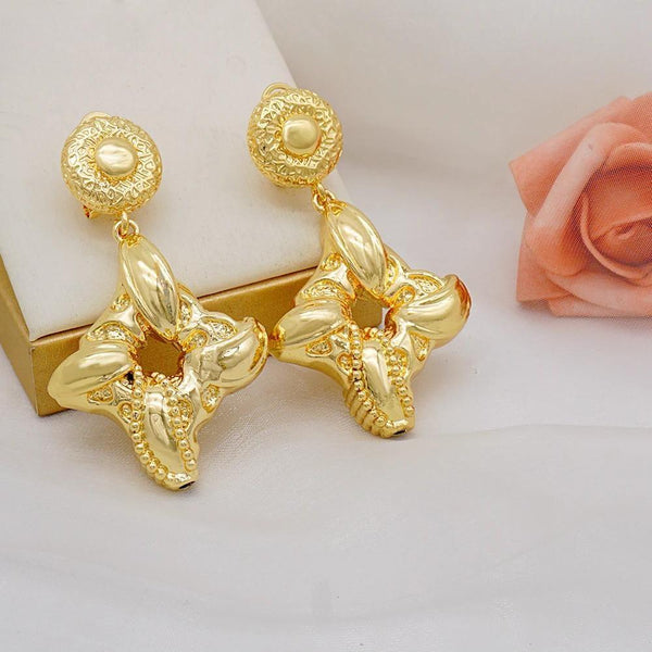 Jewelry Fashion Copper Drop Earrings African Nigeria Bohemia Style Gold Color Earrings