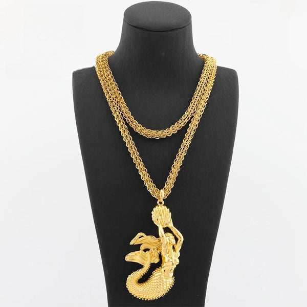 Gold Plated Pendant with 100 cm Long Chain Copper Animal Pattern Necklace For Women