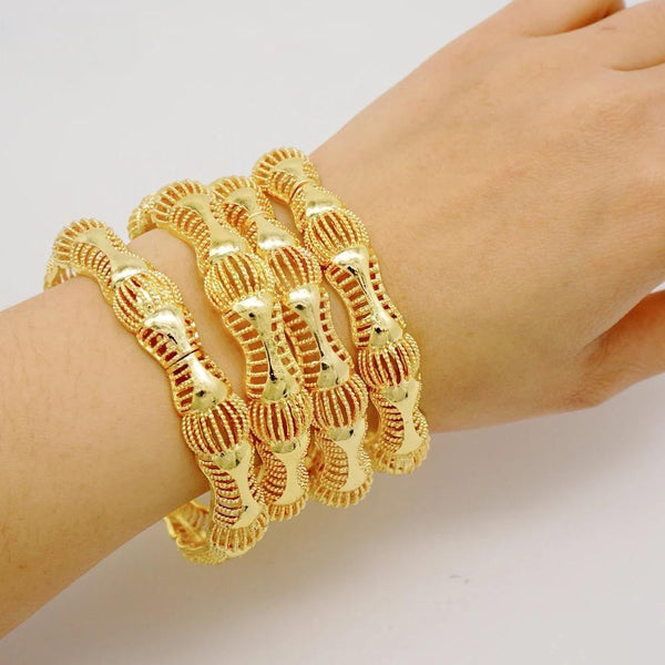 4pcs/lot Luxury Gold Color Bangles For Women
