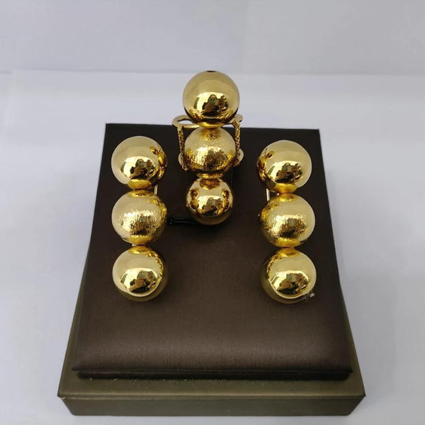 Luxury Gold Color Beads Jewelry Set African Dubai Earrings Ring