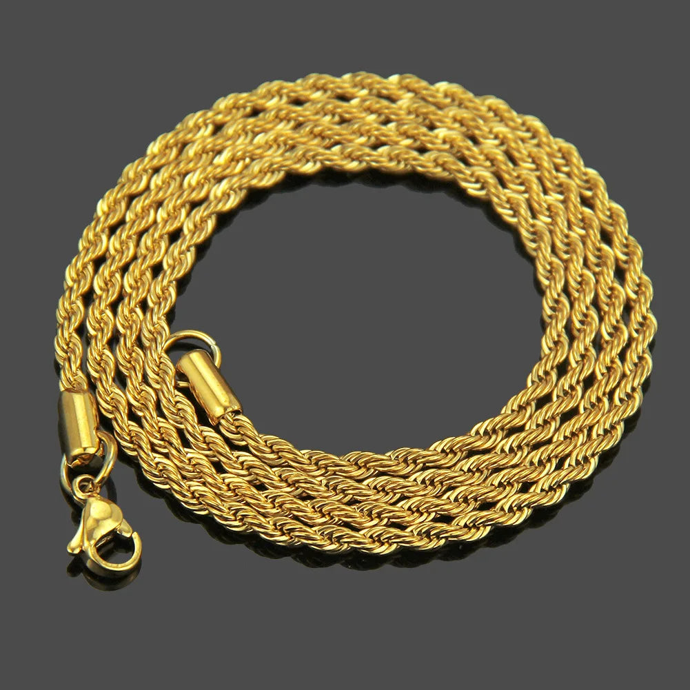 Hip Hop Punk  Swag Twist Rope Chain Necklace