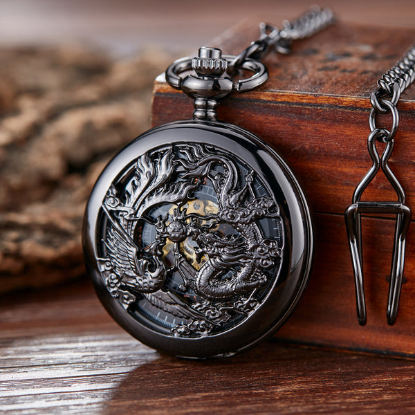 Reloj de bolsillo mecánico retro con esqueleto Steampunk de Dragon Ball