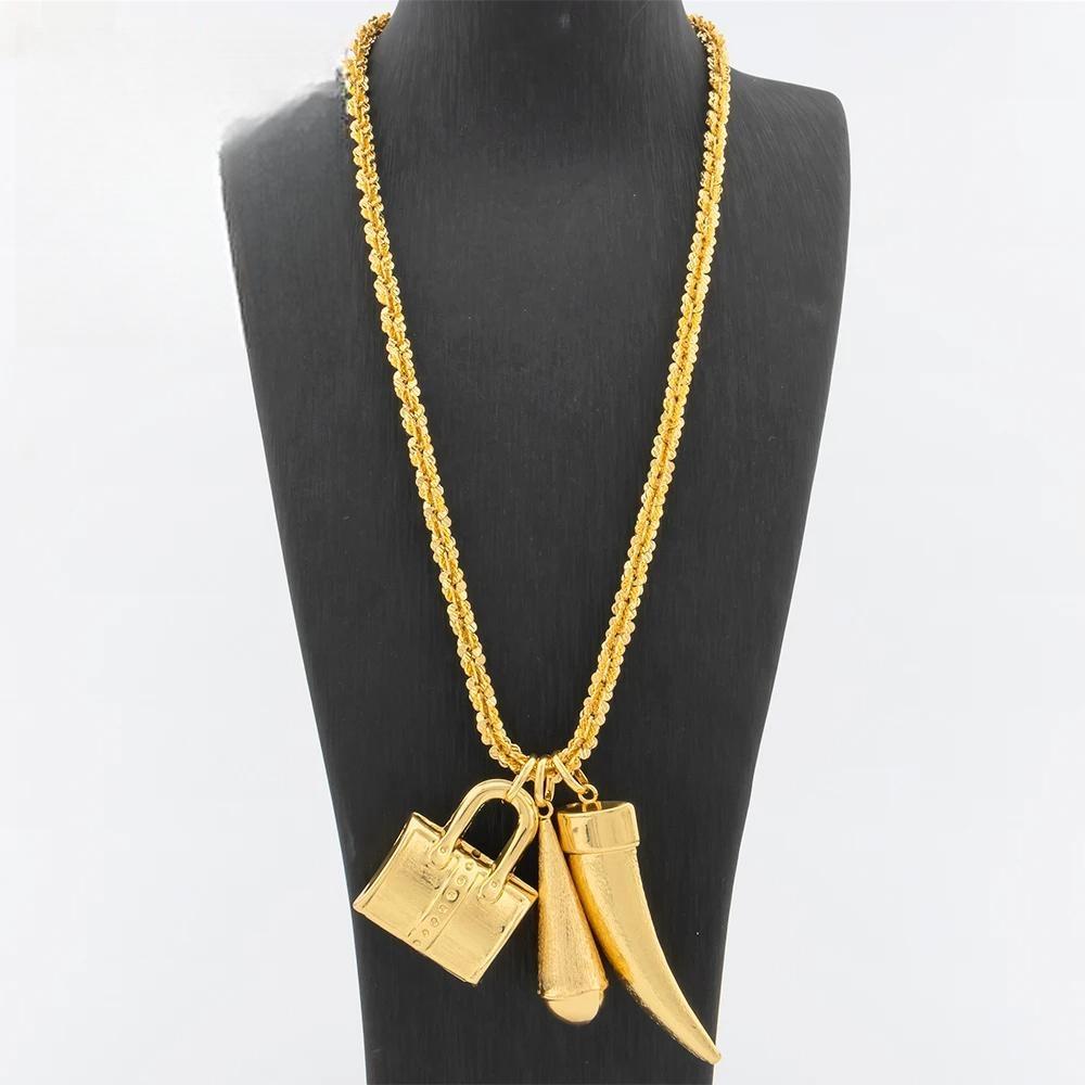 Gold Color Necklaces and Pendants For Women Copper Necklace 60CM Chain