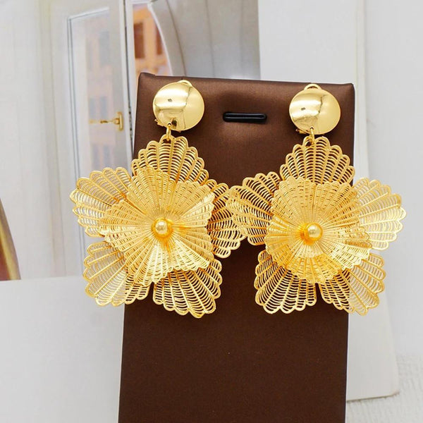 Fashion Dangle Earrings For Women Gold Color Flower Earring