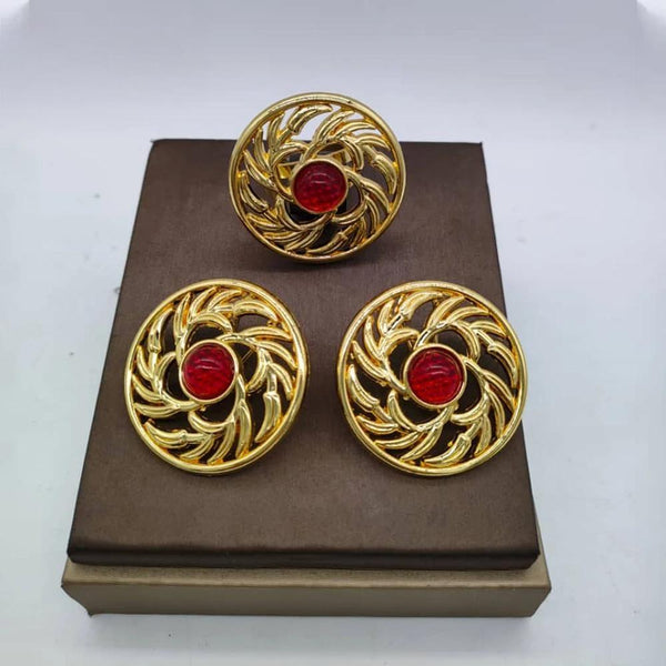 New Design Gold Color Earrings and Ring Set