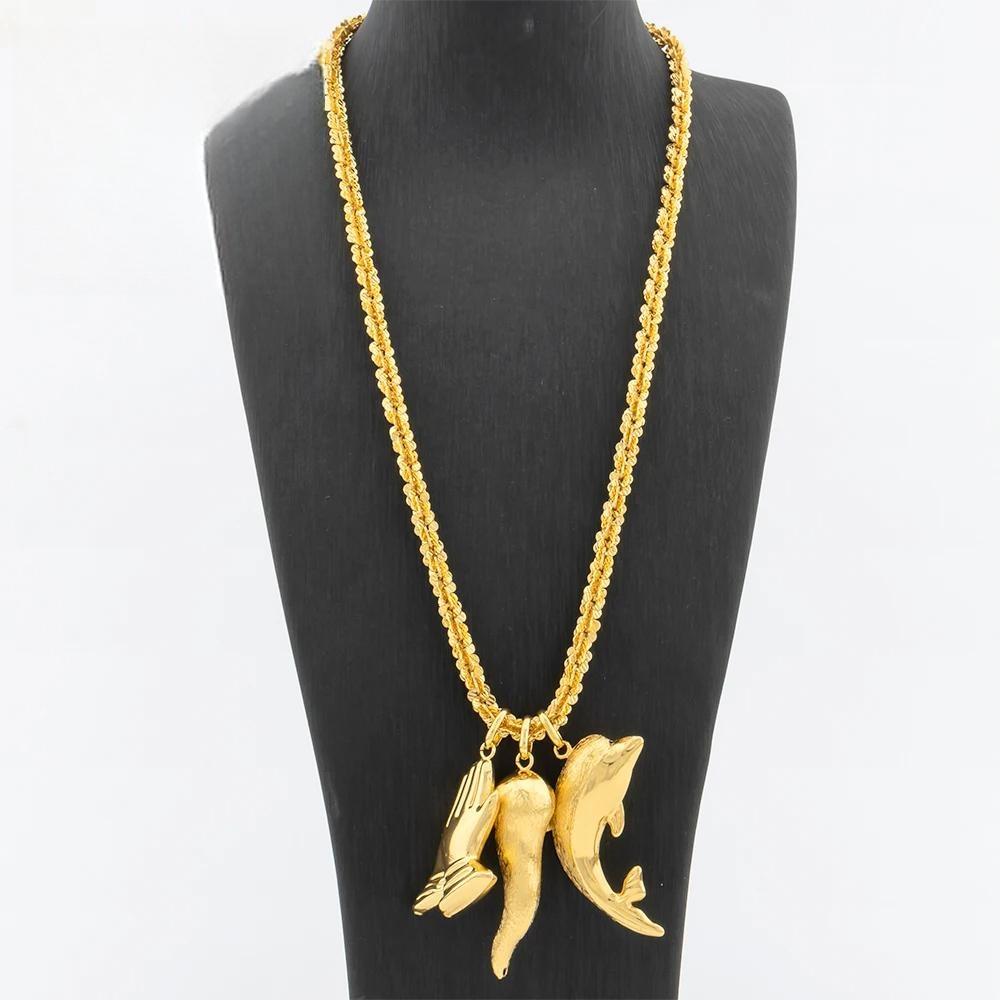 Gold Color Necklaces and Pendants For Women Copper Necklace 60CM Chain