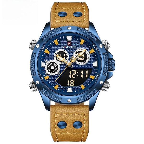 Reloj digital para hombre, resistente al agua, de cuarzo y con doble pantalla.