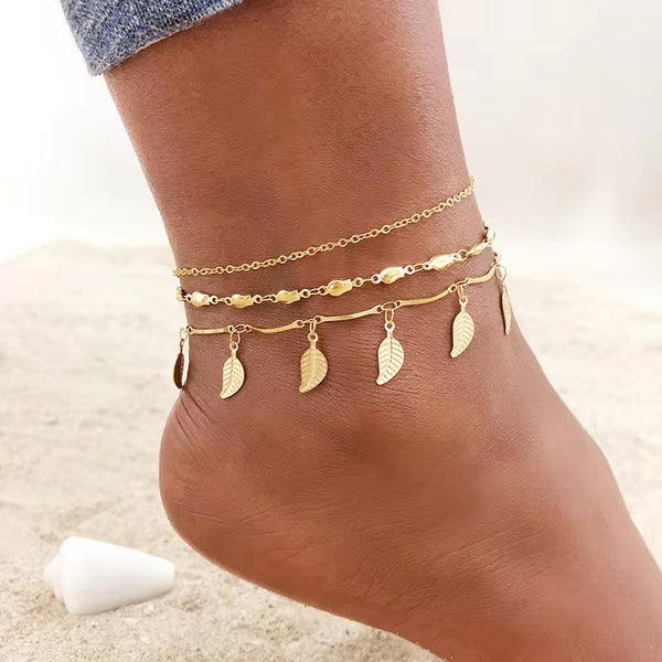 Tobillera de cadena de acero inoxidable para mujer