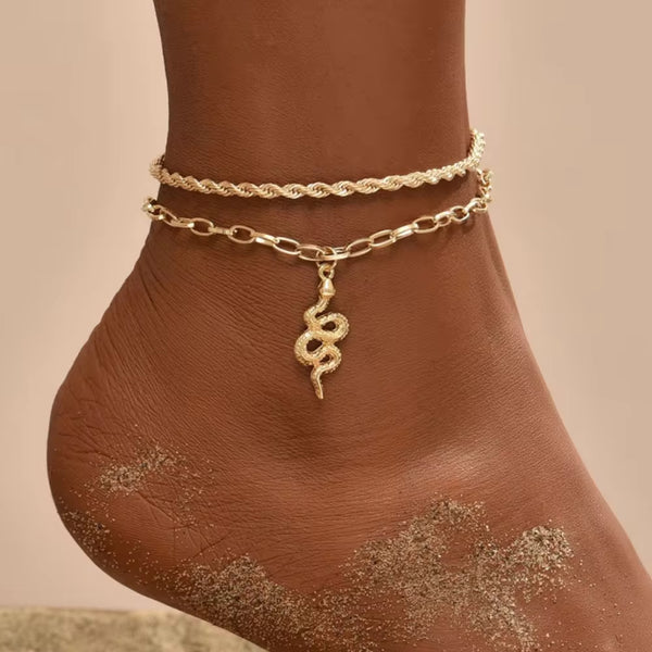 Conjunto de pulsera de tobillo con lentejuelas bohemias para mujer