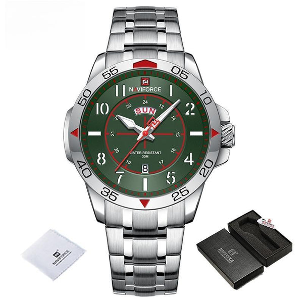 Reloj de pulsera de moda para hombre, de acero inoxidable, resistente al agua.