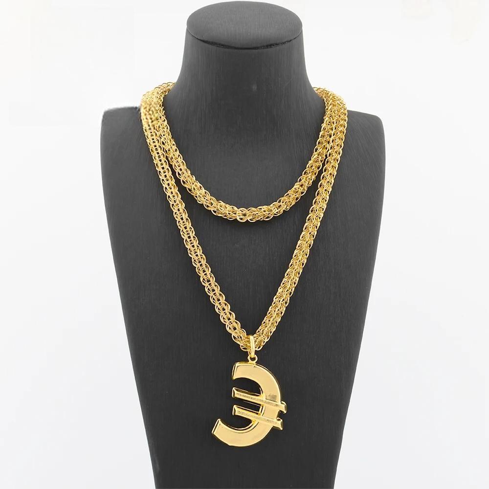 Gold Plated Pendant with 100 cm Long Chain Copper Animal Pattern Necklace For Women